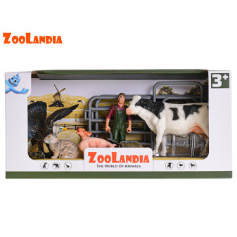 Zoolandia kráva se zvířátky z farmy a doplňky  v krabičce