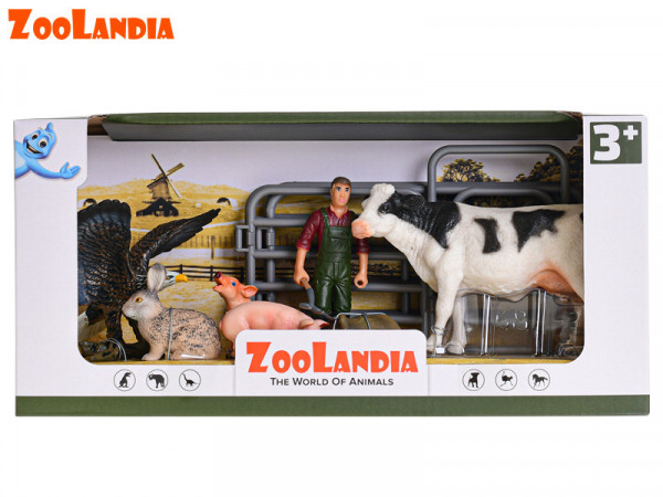 Zoolandia kráva se zvířátky z farmy a doplňky  v krabičce