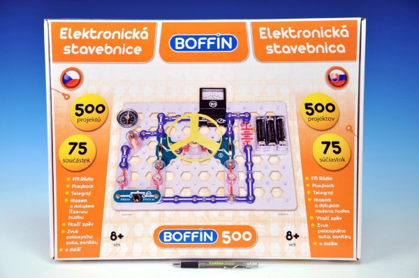 Stavebnice Boffin 500 elektronická 500 projektů 75 ks dílů dílků na baterie