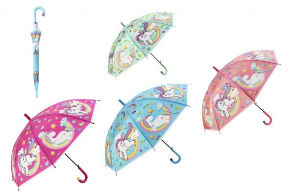 Deštník s motivem Jednorožec plast 66cm 4 barvy