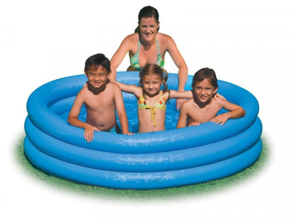 Intex 58446 bazén crystal kruh modrý tříkomorový 168 x 38 cm
