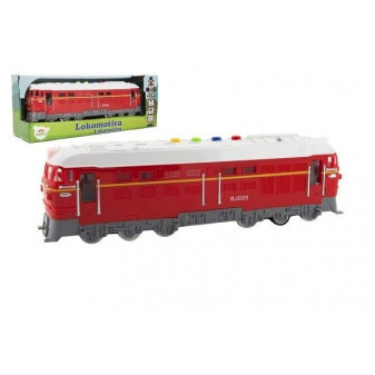 Lokomotiva/Vlak červená plast 34cm na baterie se zvukem se světlem v krabičce