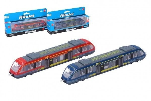 Tramvaj kov/plast 18cm na volný chod různé druhy v krabičce