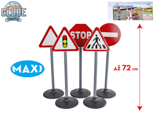 Kids Globe Traffic maxi dopravní značení oboustranné 69-72cm s nálepkami 5ks v krabičce