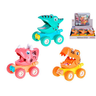 Auto dinosaurus 11cm po stlačení jezdící 3druhy 3barvy 18m+