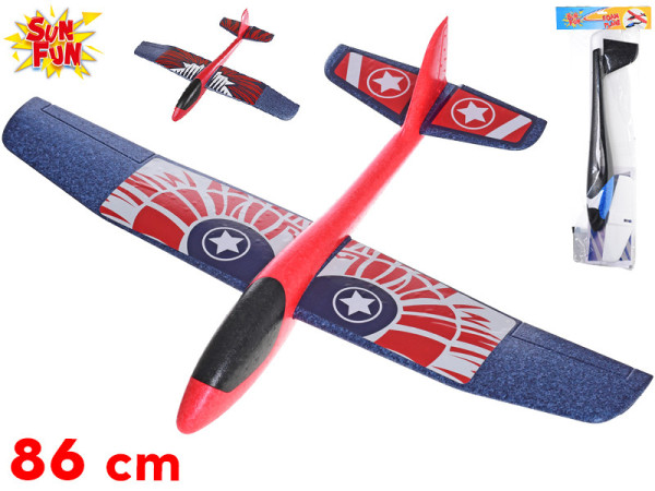 Sun Fun letadlo pěnové 86cm s potiskem 2druhy 2barvy v sáčku