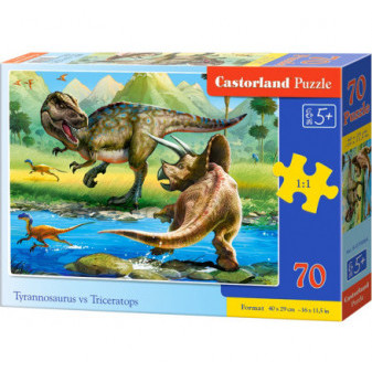 Castorland 70084 puzzle 70 dílků premium - T-rex vs. Triceratops 70 dílků