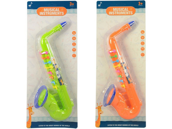 Saxofon dětský plastový barevný 37 cm