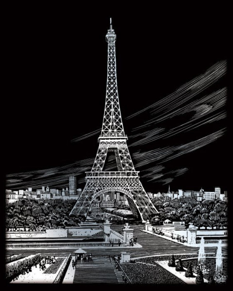 Creatoys Stříbrný vyškrabovací obrázek - Eiffelova věž