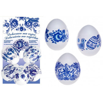 Anděl Smršťovací dekorace na vejce modré10ks+10stojánků