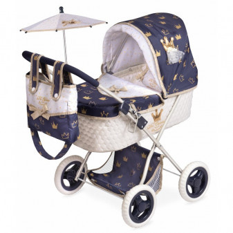 DeCuevas 85032 Skládací kočárek pro panenky se slunečníkem a doplňky Classic Gold 2020 - 60 cm