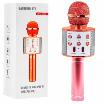 Mikrofon růžový  karaoke s nahráváním a bluetooth