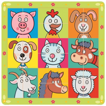 Bino puzzle dřevěné dělené hlavičky 20 x 20 cm