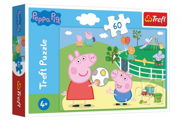 Trefl Puzzle Prasátko Peppa/Peppa Pig Zábava s přáteli 33x22cm 60 dílků