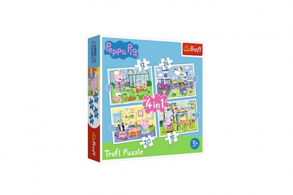 Trefl Puzzle 4v1 Peppa Pig/Prásátko Pepa Vzpomínka na prázdniny v krabici