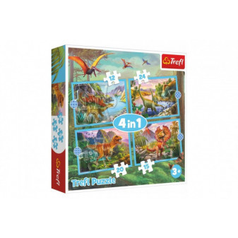 Trefl Puzzle 4v1 Unikátní dinosauři 28,5x20,5cm v krabici