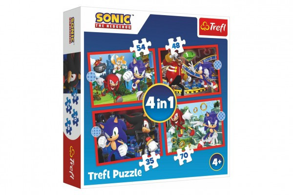 Trefl Puzzle 4v1 Sonic/Sonic The Hedgehog 28,5x20,5cm v krabici 28x28x6cm