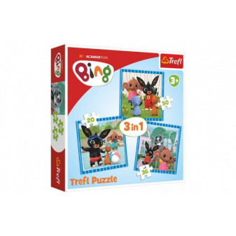 Trefl Puzzle 3v1 Bing Bunny Zábava s přáteli v krabici