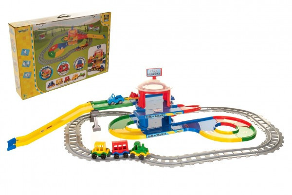 Wader Play Tracks - vlak s kolejemi plast 4ks autíček,délka dráhy 6,4m s doplňky