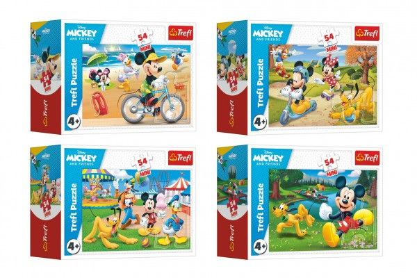 Trefl Minipuzzle 54 dílků Mickey Mouse Disney/ Den s přáteli 4 druhy