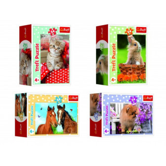 Trefl Minipuzzle 54 dílků Zvířátka - mláďata 4 druhy v krabičce