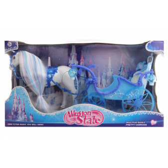 Frozen kůň s modrým kočárem