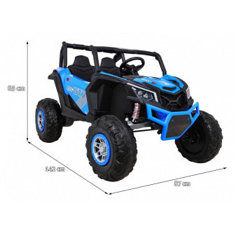 Auto Buggy UTV-MX vozítko obrovské modré elektrické na baterie 4x4 24V/7Ah s dálkovým ovládání