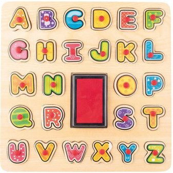 Woody Razítka - dřevěné puzzle ABC abeceda s poduškou