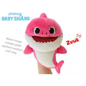 Baby Shark plyšový maňásek 23cm růžový na baterie s volitelnou rychlostí hlasu