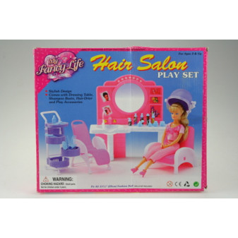 Glorie kadeřnický salón se zrcadlem pro panenky typu Barbie