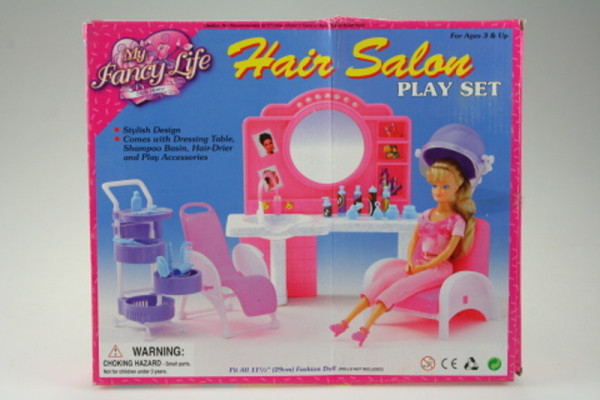 Glorie kadeřnický salón se zrcadlem pro panenky typu Barbie