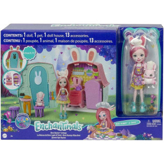 Mattel Enchantimals Domácí mazlíčci Bree Bunny s domečkem GYN60