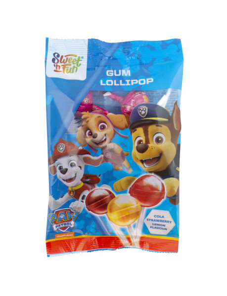 Paw Patrol Gum Lollipop bag - lízátka se žvýkačkou v sáčku 90g