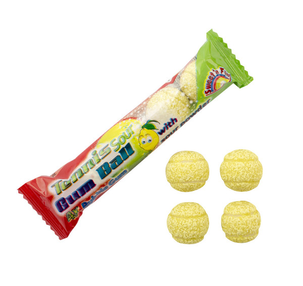 Tennis Ball Bubble Gum - žvýkačky s kyselým práškem 20g