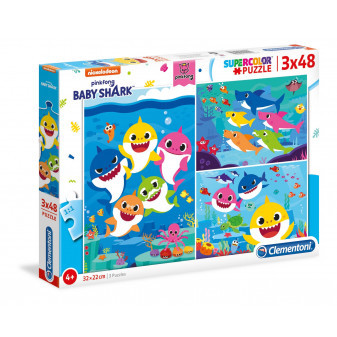 Clementoni 25261 Puzzle SuperColor Baby Shark 3x48 dílků