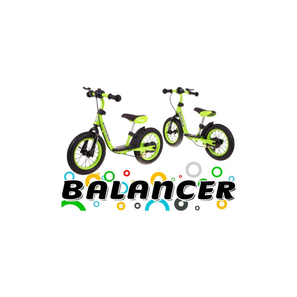 Odrážedlo kolo 12' Balancer s brzdou a stupátkem zelené