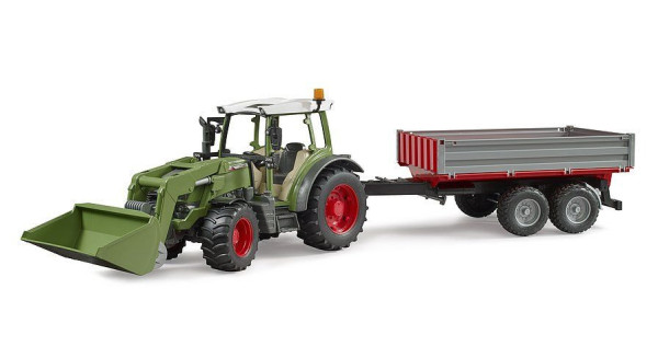 Bruder 2182 Traktor Fendt Vario 211 s čelním nakladačem a přívěsem