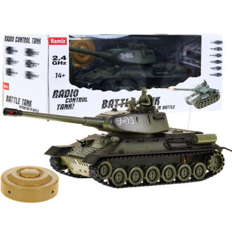 Tank T 34 na dálkové ovládání s pojízdnými pásy minou a dobíjecím paketem