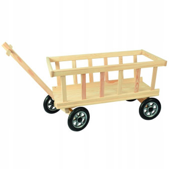 Vozík dřevěný menší s tahací ručkou v krabici 62x30 cm