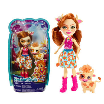 Mattel panenka Enchantimals Cailey Cow 15 cm se zvířátkem FNH22