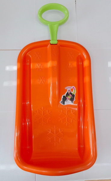 Sáňkovací bob kluzák s úchytem boby bez brzd 74 x 35 x 11 cm oranžový