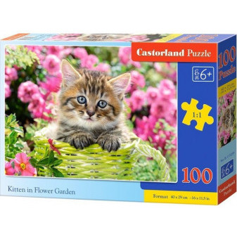 Castorland 111039 Puzzle 100 dílků - Kotě v zeleném košíku