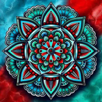 Creatoys Diamantový obrázek mandala 7D - Modrý a červený kruh 30x30cm