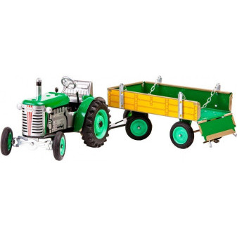 Kovap Traktor Zetor s valníkem zelený na klíček kov 28cm Kovap v krabičce