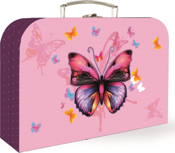 Kufřík lamino 34 cm Motýl - růžový