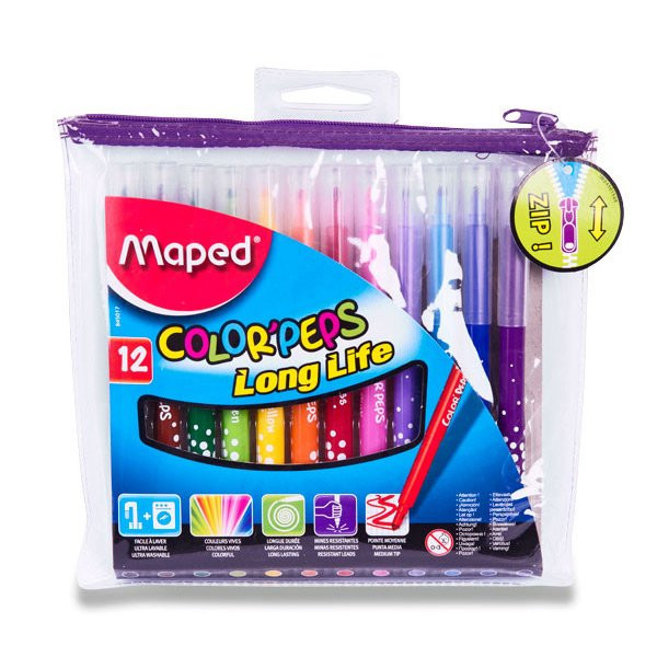 Maped Dětské fixy Maped Color'Peps Long Life - 12 barev, pouzdro na zip