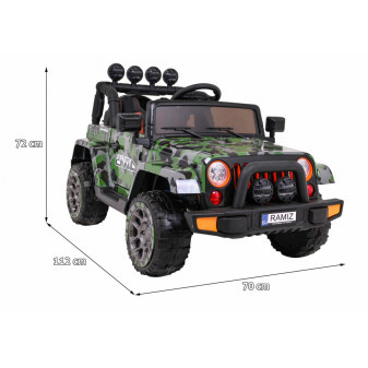 Auto Jeep elektrický Full Time 4WD vojenský vozítko na baterie