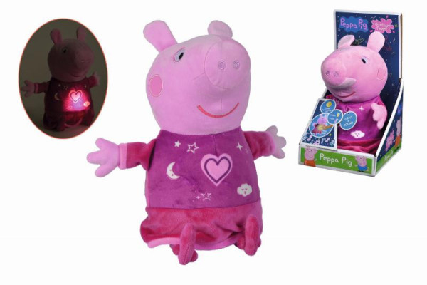 Simba Peppa Pig 2v1 plyšový usínáček hrající + světlo, růžový, 25 cm