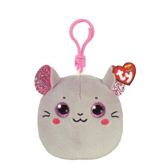 Ty Squishy Beanies CATNIP, Clip 8,5 cm - šedá myš