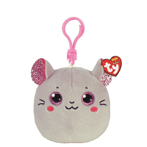 Ty Squishy Beanies CATNIP, Clip 8,5 cm - šedá myš